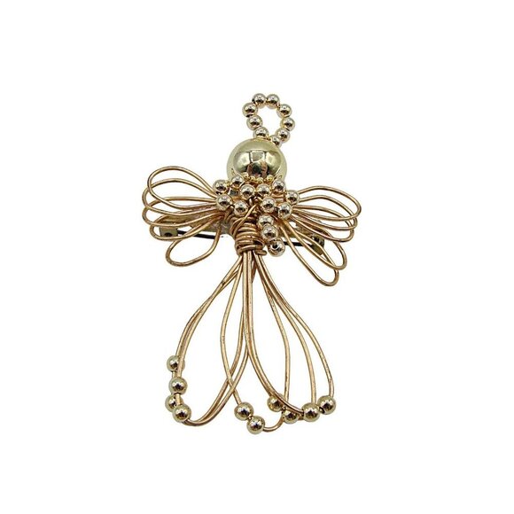 Lot 4 Vintage Brooches Angel Enamel Flower Rhinestone Basket and Heart Gold Tone - Picture 6 of 11